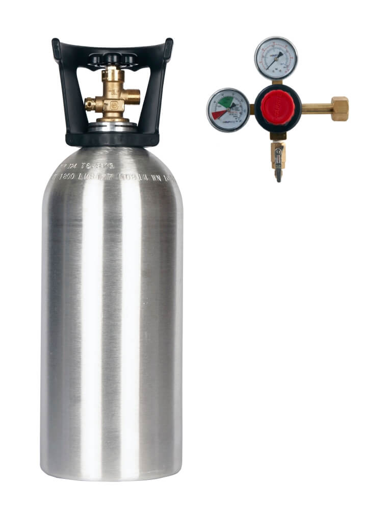 New 10 lb Aluminum Tank & Handle, CGA320 & Dual Gauge CO2 Regulator